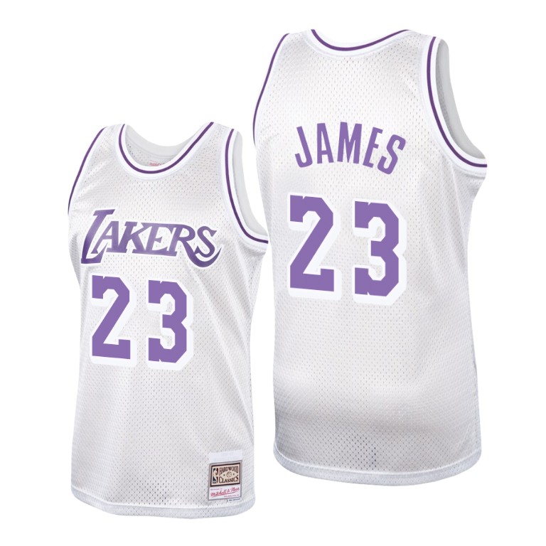 Men's Los Angeles Lakers LeBron James #23 NBA Hardwood Classics Platinum Basketball Jersey KHE5683XT